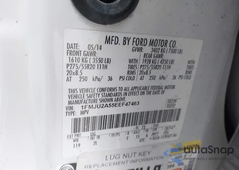 2014 Ford Expedition Limited from USA, damaged, VIN 1FMJU2A55EEF47463